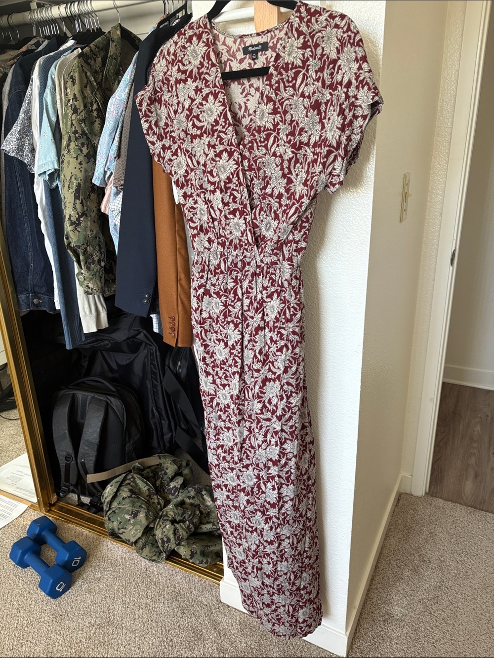 Madewell Burgundy and White Floral Maxi Dress